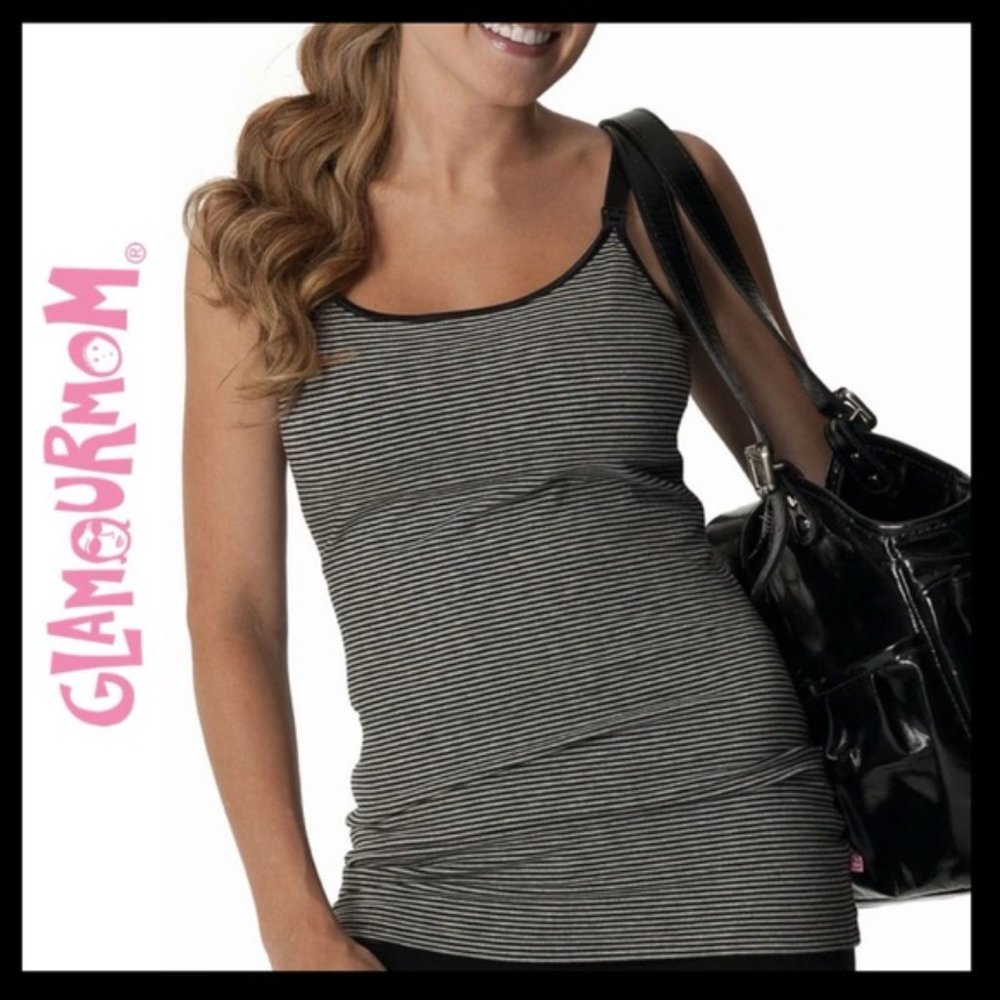 Glamourmom Long Striped Nursing Cami M